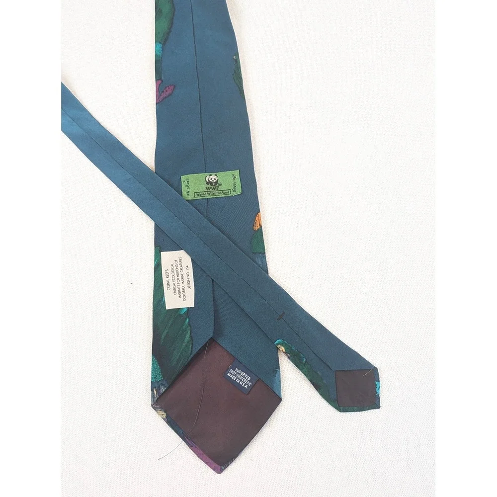 Mens Silk Tie Lot 3 Ocean Marine Life Whale Turtle Reef Addiction WWF Endangered